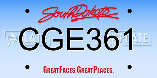 CGE361 South Dakota License Plate
