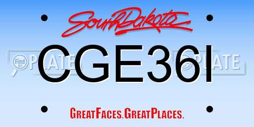 CGE36I South Dakota License Plate