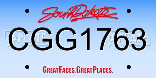 CGG1763 South Dakota License Plate