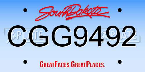 CGG9492 South Dakota License Plate