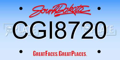 CGI8720 South Dakota License Plate