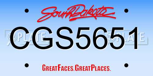 CGS5651 South Dakota License Plate
