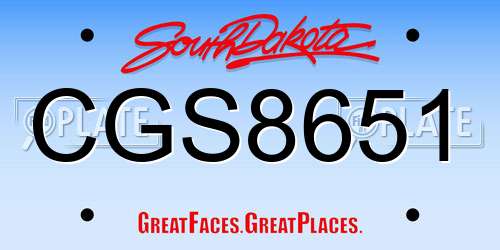 CGS8651 South Dakota License Plate