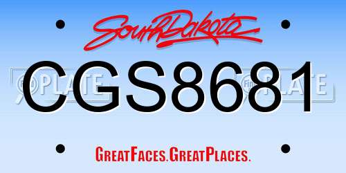 CGS8681 South Dakota License Plate