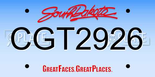 CGT2926 South Dakota License Plate