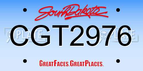 CGT2976 South Dakota License Plate