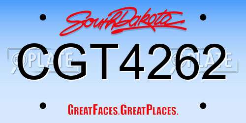 CGT4262 South Dakota License Plate