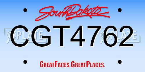 CGT4762 South Dakota License Plate