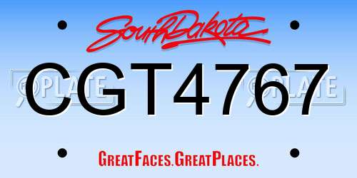 CGT4767 South Dakota License Plate