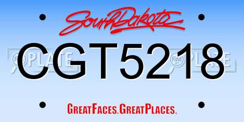 CGT5218 South Dakota License Plate