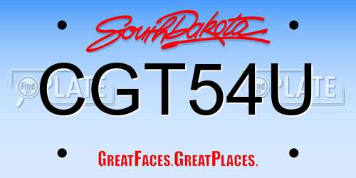 CGT54U South Dakota License Plate