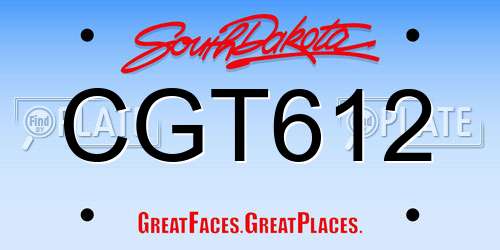 CGT612 South Dakota License Plate