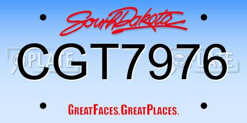 CGT7976 South Dakota License Plate