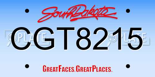 CGT8215 South Dakota License Plate