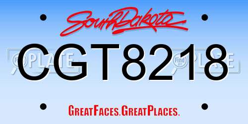 CGT8218 South Dakota License Plate