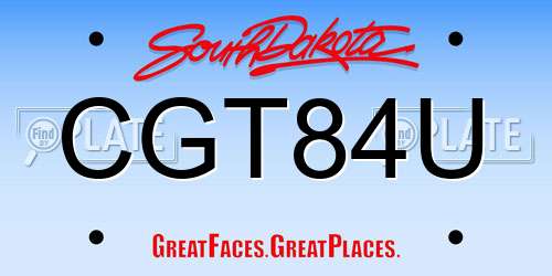 CGT84U South Dakota License Plate