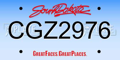 CGZ2976 South Dakota License Plate