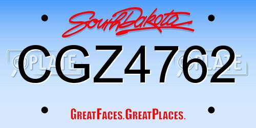 CGZ4762 South Dakota License Plate