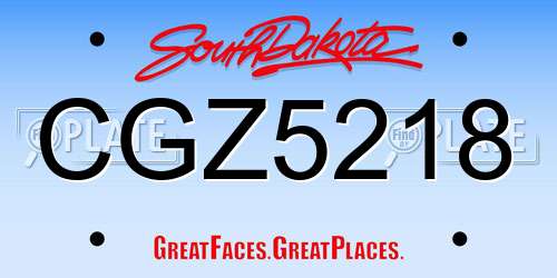 CGZ5218 South Dakota License Plate
