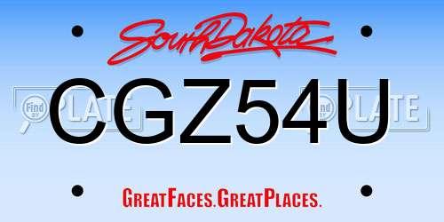 CGZ54U South Dakota License Plate