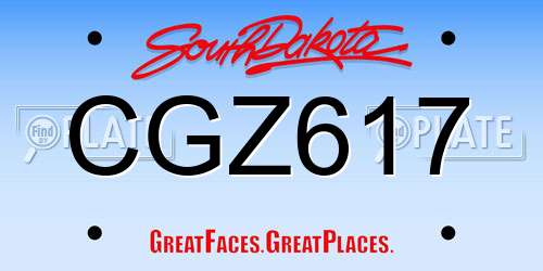 CGZ617 South Dakota License Plate