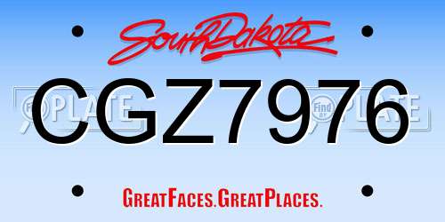 CGZ7976 South Dakota License Plate