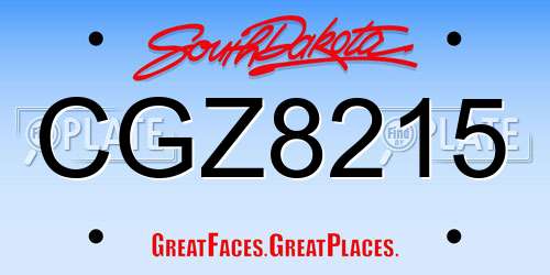 CGZ8215 South Dakota License Plate
