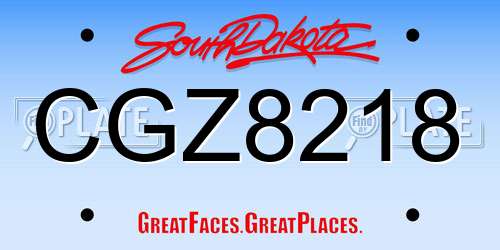 CGZ8218 South Dakota License Plate