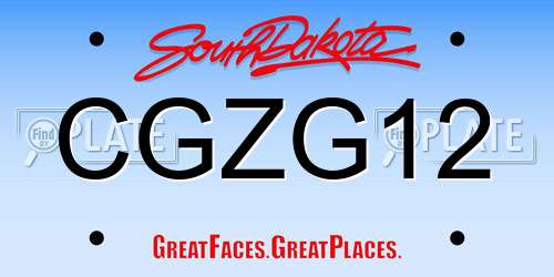 CGZG12 South Dakota License Plate