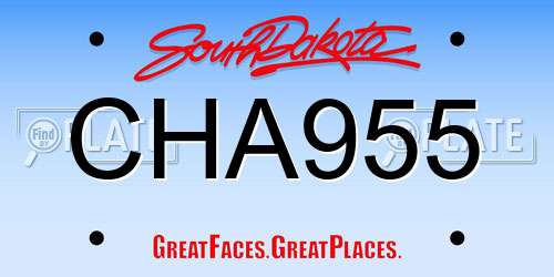 CHA955 South Dakota License Plate