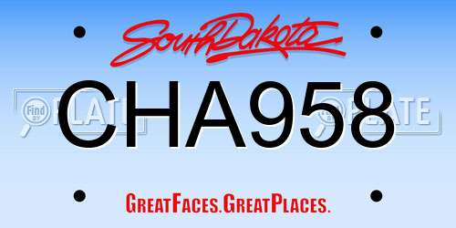 CHA958 South Dakota License Plate
