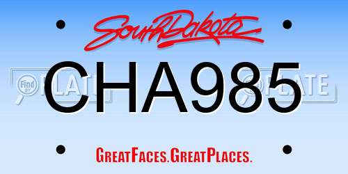 CHA985 South Dakota License Plate