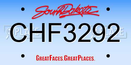CHF3292 South Dakota License Plate