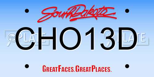 CHO13D South Dakota License Plate