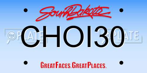 CHOI30 South Dakota License Plate