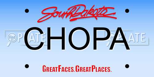CHOPA South Dakota License Plate