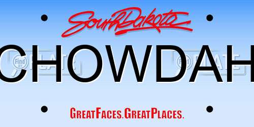 CHOWDAH South Dakota License Plate