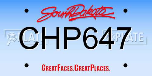 CHP647 South Dakota License Plate