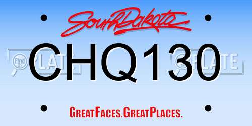 CHQ130 South Dakota License Plate