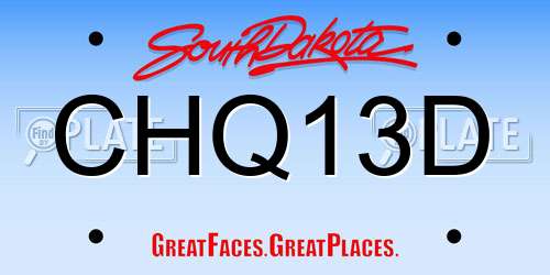 CHQ13D South Dakota License Plate