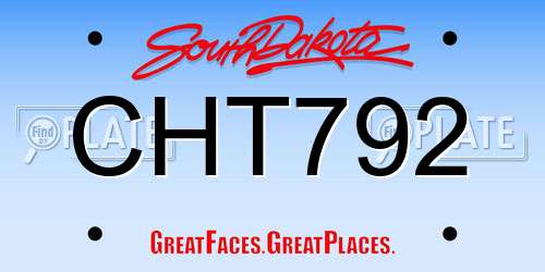CHT792 South Dakota License Plate