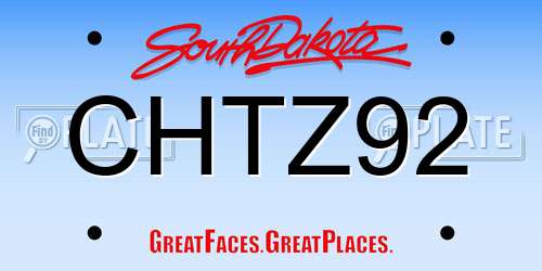 CHTZ92 South Dakota License Plate