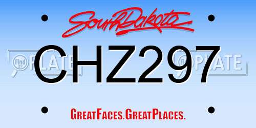 CHZ297 South Dakota License Plate