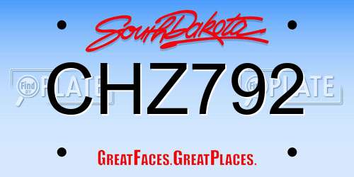 CHZ792 South Dakota License Plate
