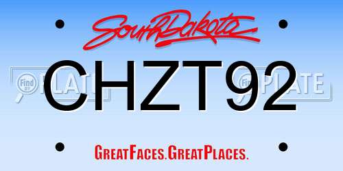 CHZT92 South Dakota License Plate
