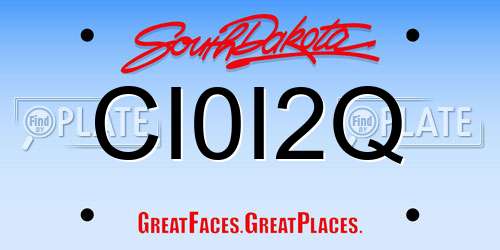 CI0I2Q South Dakota License Plate