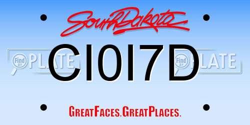 CI0I7D South Dakota License Plate