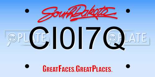 CI0I7Q South Dakota License Plate