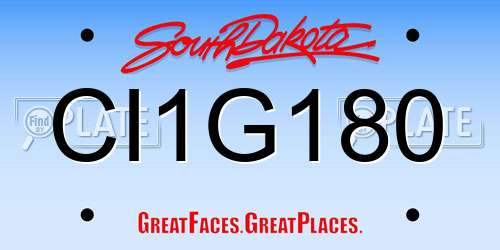 CI1G180 South Dakota License Plate