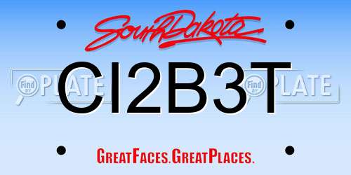 CI2B3T South Dakota License Plate